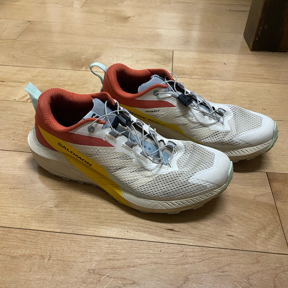 Salomon Men's White, Red, and Yellow Athletic Shoes